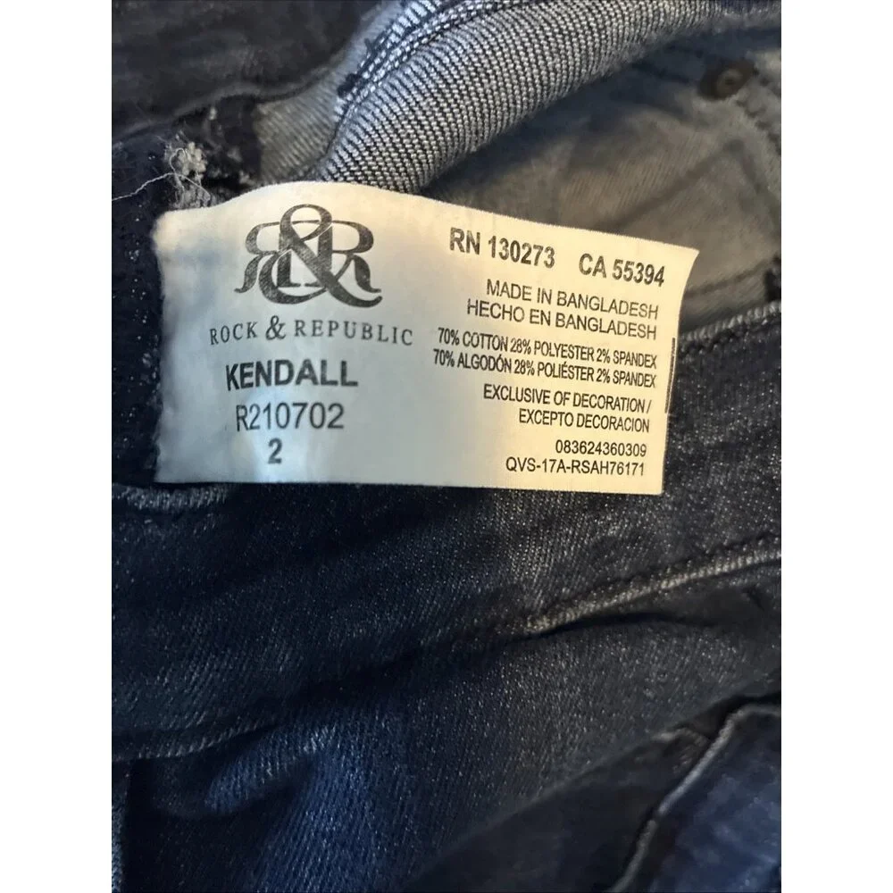 Rock & Republic Womens Kendall Cropped Jeans Studded Pockets Blue Size 2